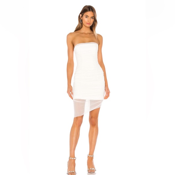 White Asymmetrical Mini Dress - Picture 1 of 13